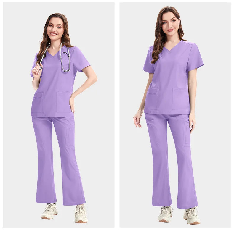 Purple Slim Fit Scrub Set