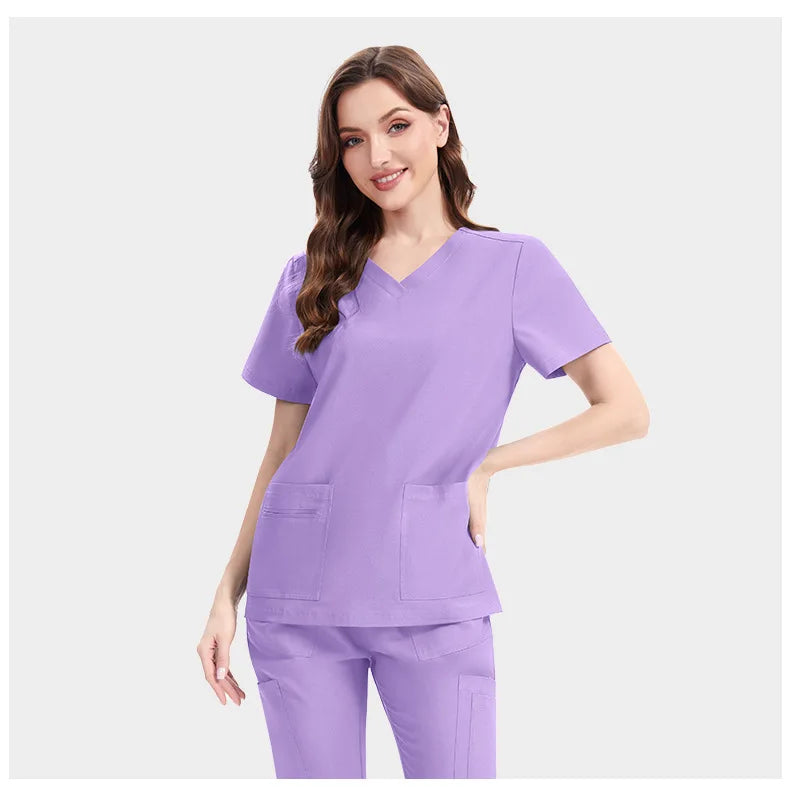 Purple Slim Fit Scrub Set