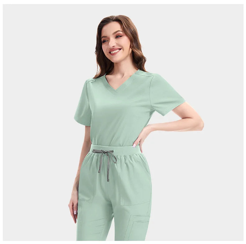 Light Green Slim Fit Scrub Set