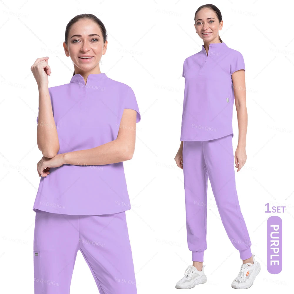 Women's Medical Scrubs Suit in Solid Color