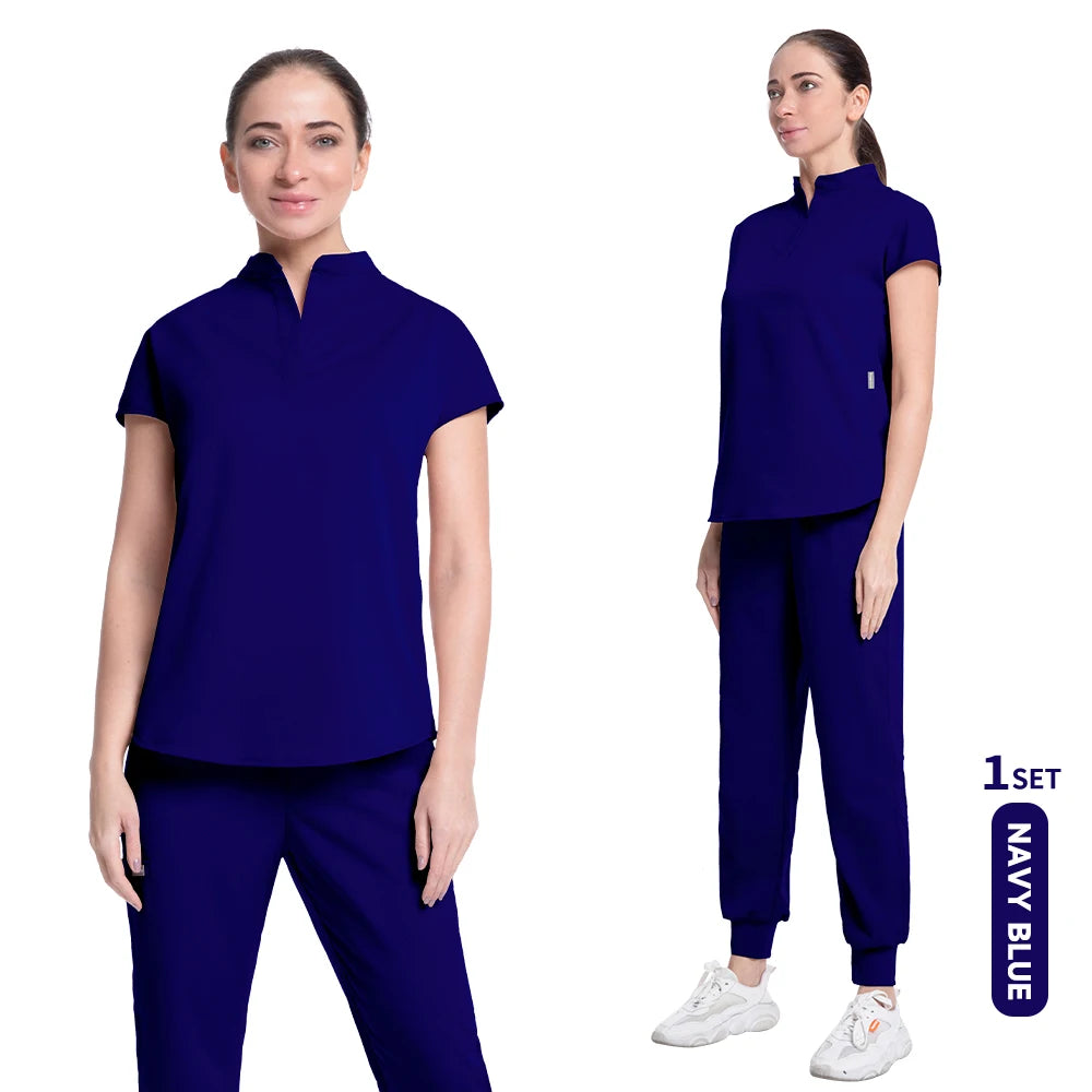 Women's Medical Scrubs Suit in Solid Color