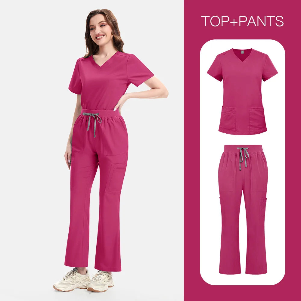 Hot Pink Slim Fit Scrub Set