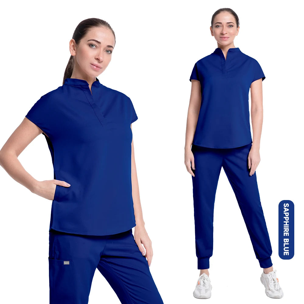 Women's Medical Scrubs Suit in Solid Color