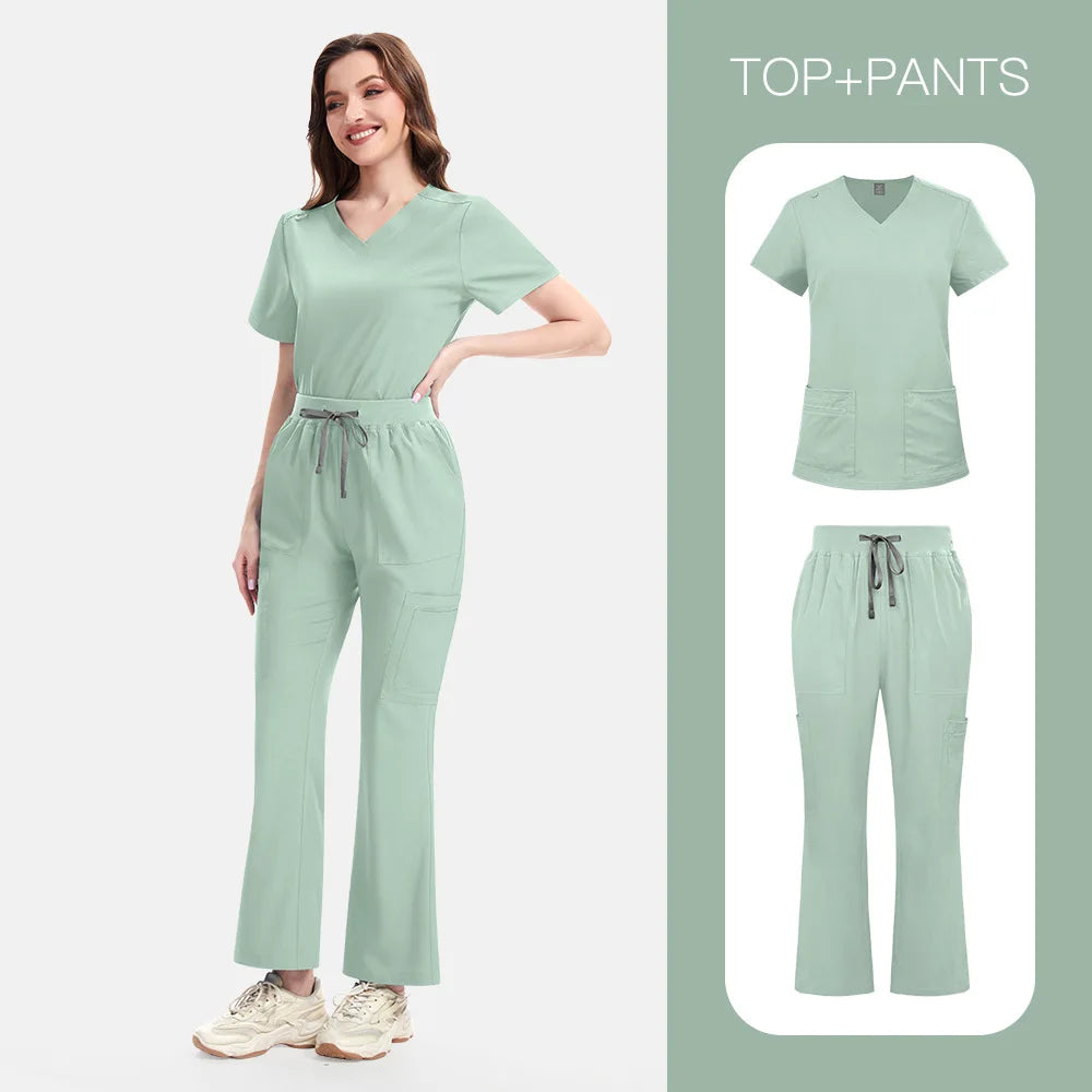 Light Green Slim Fit Scrub Set