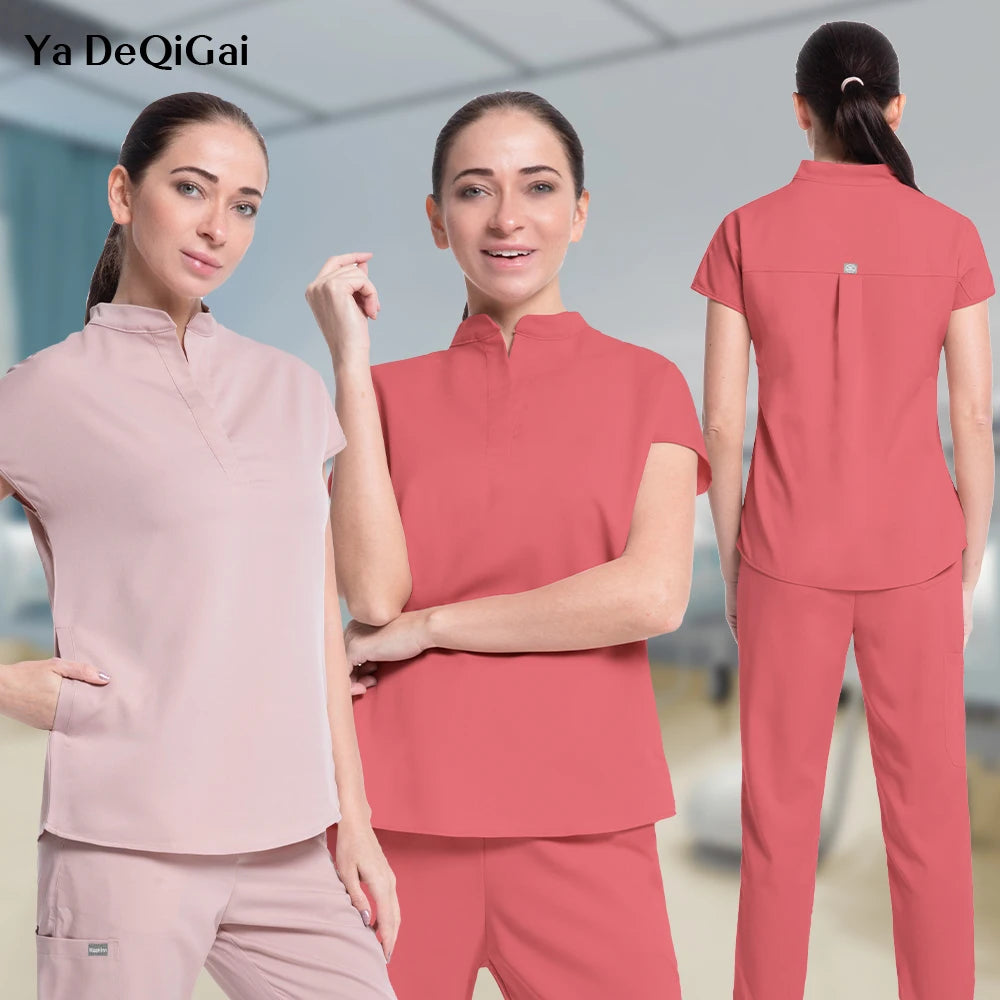Women's Medical Scrubs Suit in Solid Color