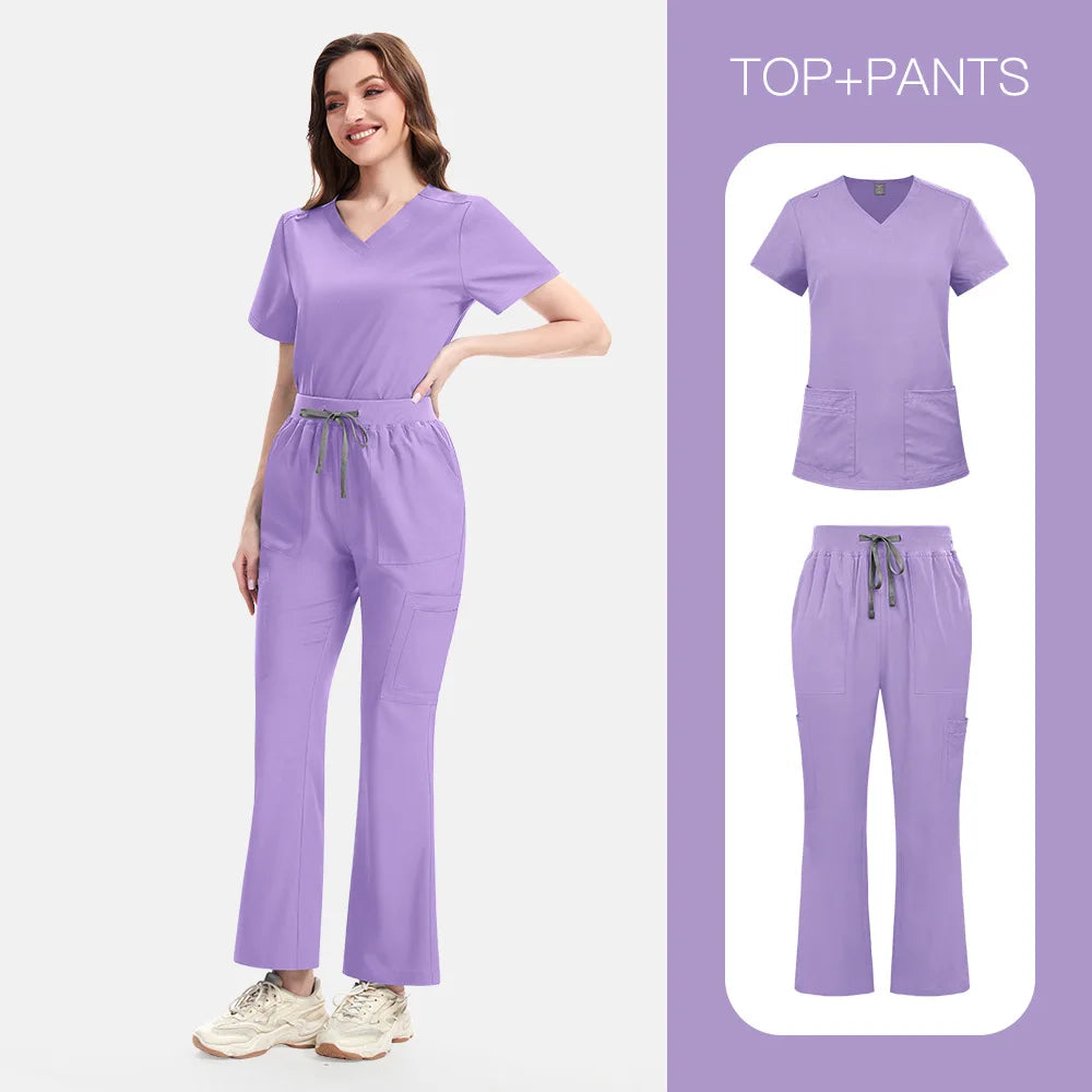 Purple Slim Fit Scrub Set