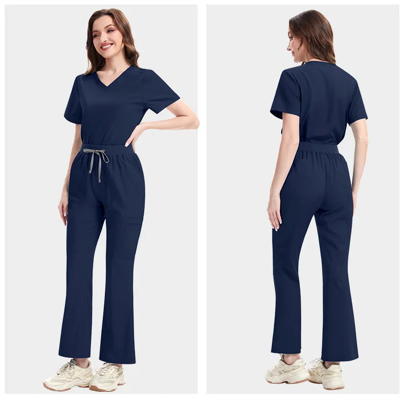Navy Blue Slim Fit Scrub Set
