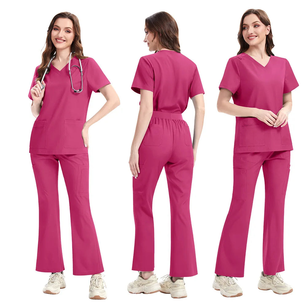 Hot Pink Slim Fit Scrub Set