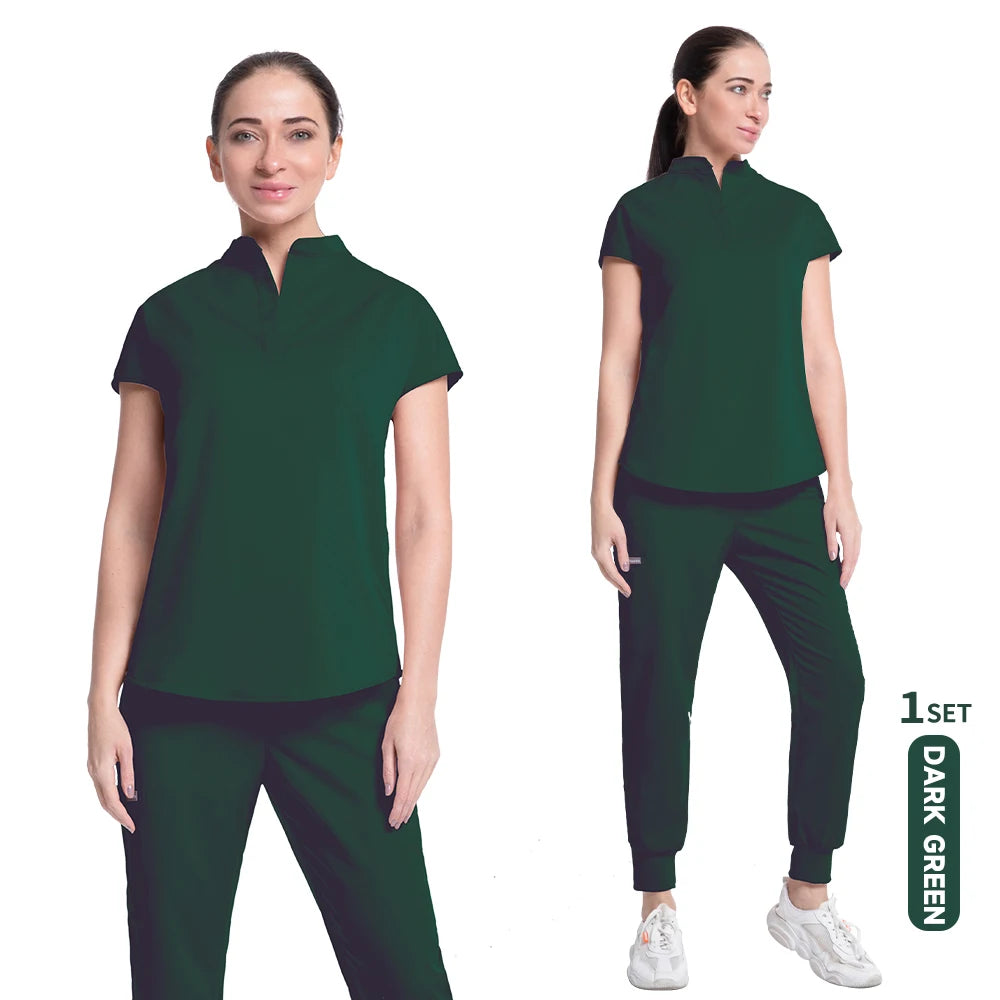 Women's Medical Scrubs Suit in Solid Color