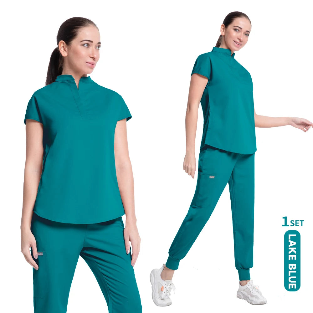 Women's Medical Scrubs Suit in Solid Color