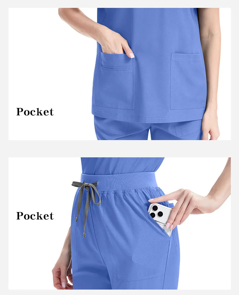 Sky Blue Slim Fit Scrub Set